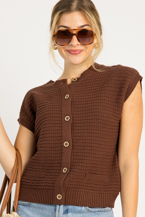 Button Up Sweater Top, Chocolat - 0716-98p.jpg