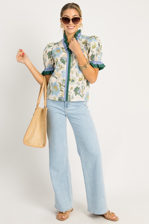 Floral Ruffle Contrast Top, Ecr - 0717-131h.jpg