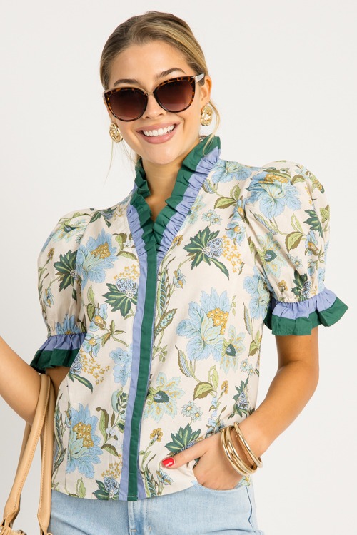 Floral Ruffle Contrast Top, Ecr - 0717-133.jpg