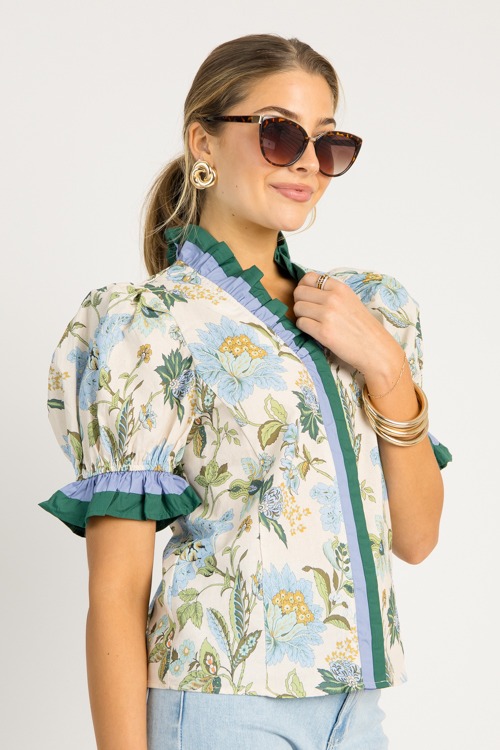 Floral Ruffle Contrast Top, Ecr - 0717-134.jpg