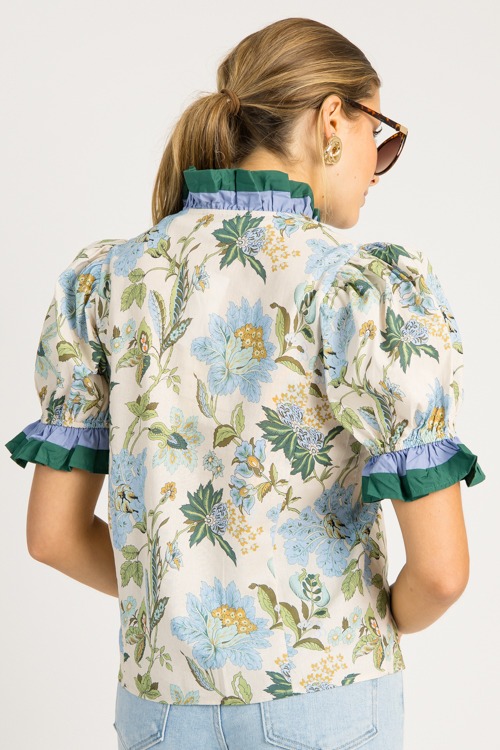 Floral Ruffle Contrast Top, Ecr - 0717-135.jpg