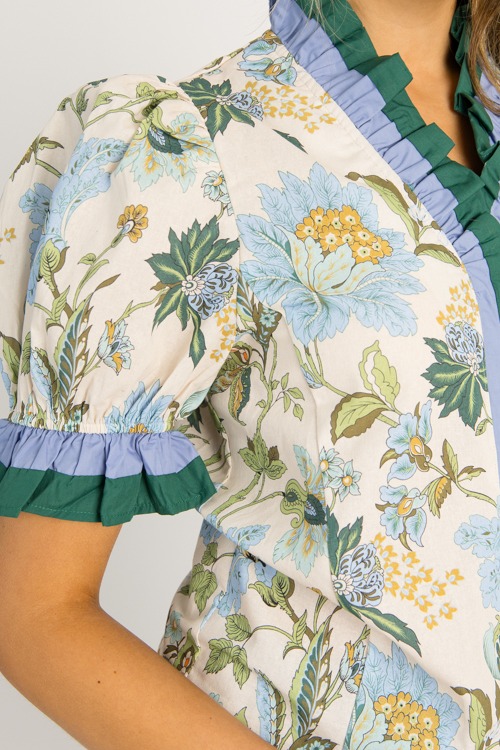 Floral Ruffle Contrast Top, Ecr - 0717-136.jpg