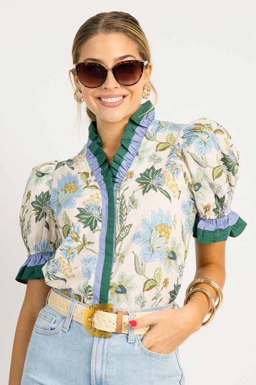 Floral Ruffle Contrast Top, Ecr - 0717-137.jpg