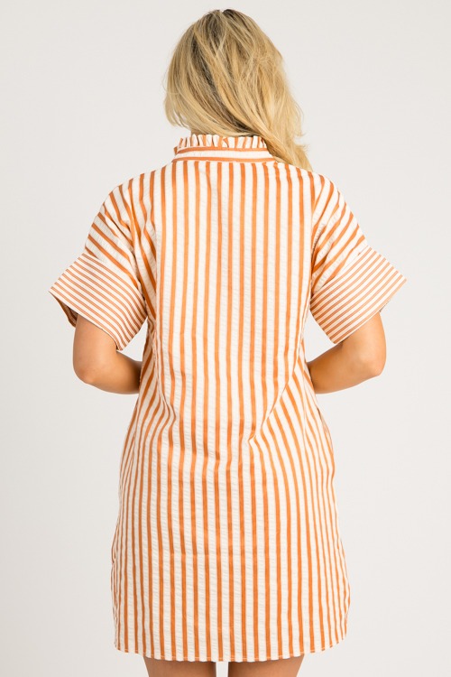 Cuff Sleeve Striped Dress, Rust - 0717-30.jpg