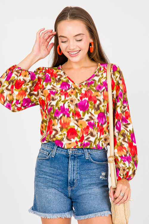 Falling For Floral Top, Red/Purple