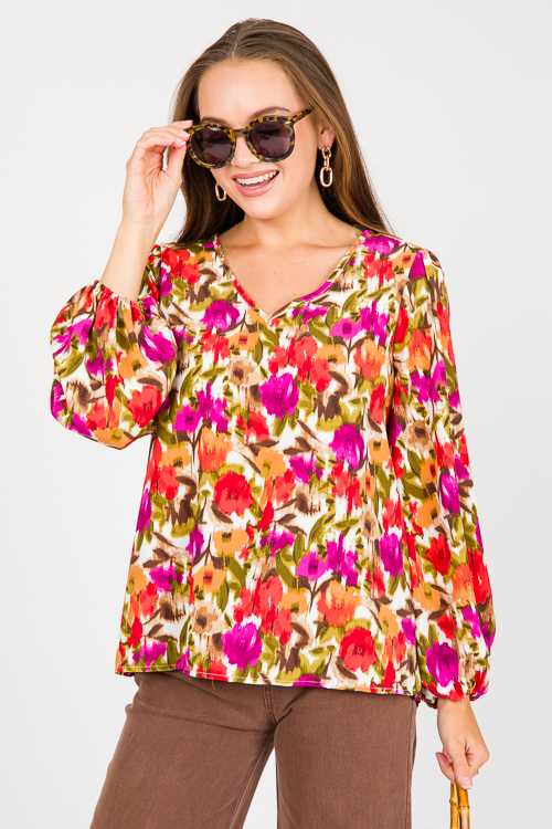 Falling For Floral Top, Red/Purple