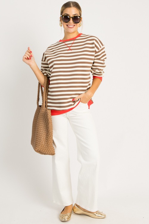 Casual Striped Sweatshirt, Brow - 0718-12.jpg