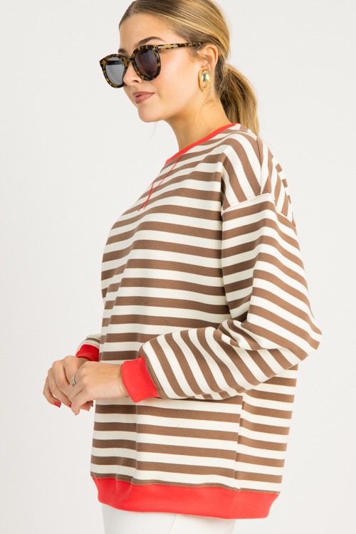 Casual Striped Sweatshirt, Brow - 0718-14.jpg