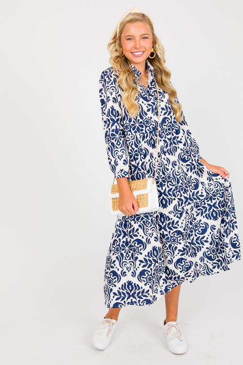 Rhodes Button Up Midi, Blue
