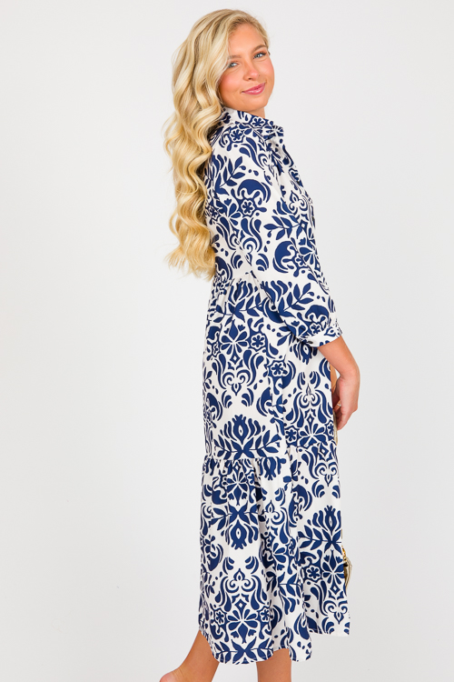 Rhodes Button Up Midi, Blue