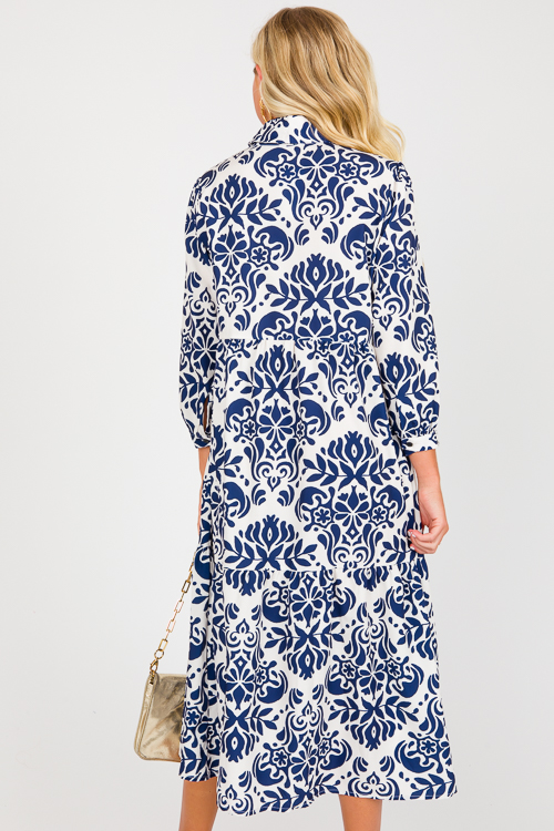 Rhodes Button Up Midi, Blue