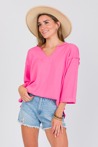 Inverted Seam Knit Top, Bubblegum