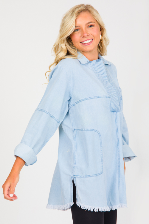 Side Pocket Denim Tunic, Light