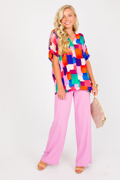 Multi Squares Boxy Blouse