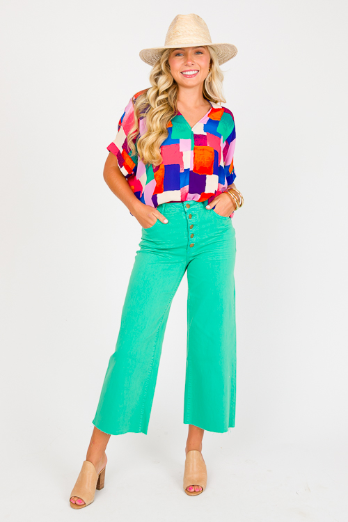 Multi Squares Boxy Blouse