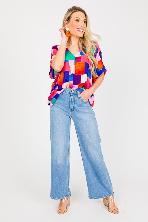 Multi Squares Boxy Blouse