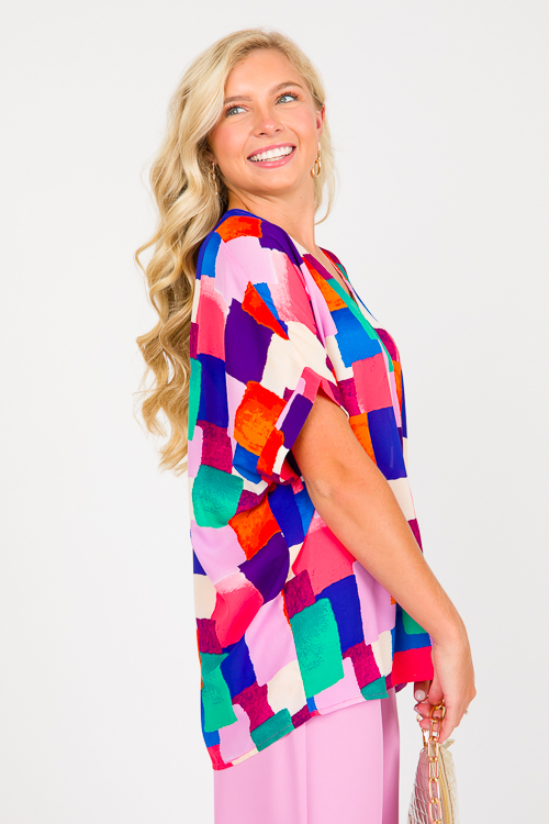 Multi Squares Boxy Blouse