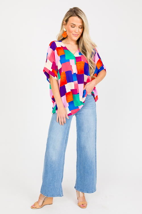 Multi Squares Boxy Blouse