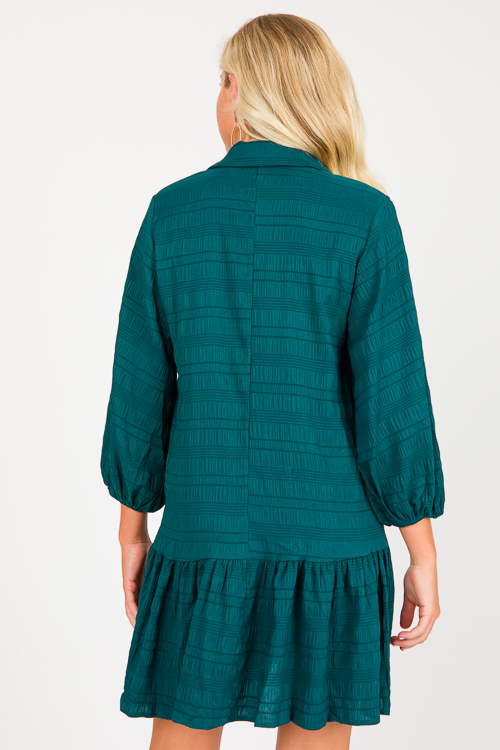 Lace Yoke Tonal Dress, Sea Green