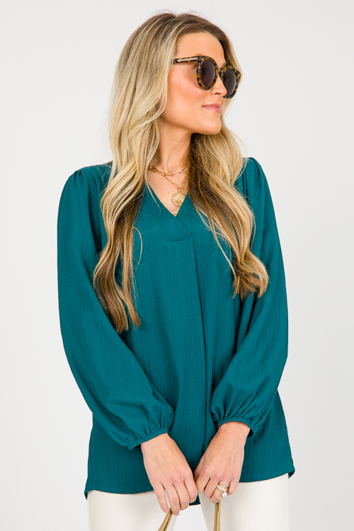 Crinkle Texture Blouse, Teal