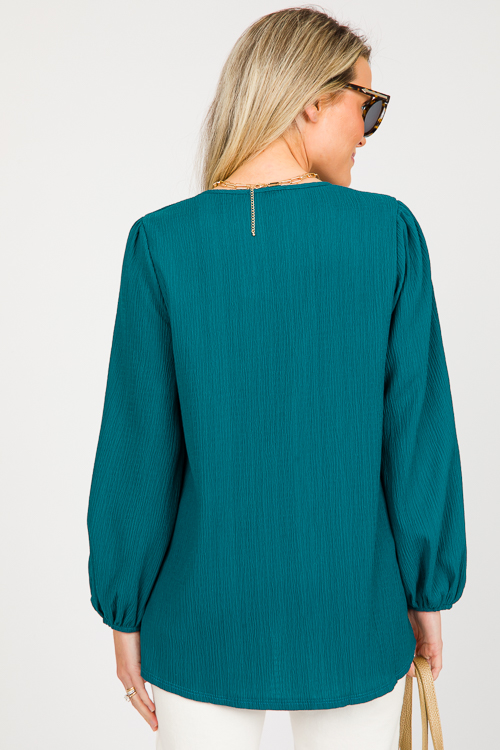 Crinkle Texture Blouse, Teal