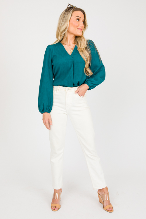 Crinkle Texture Blouse, Teal
