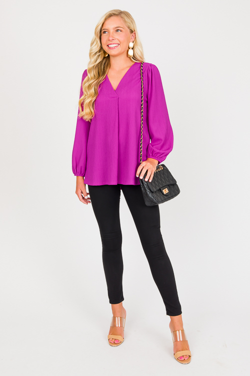 Crinkle Texture Blouse, Magenta
