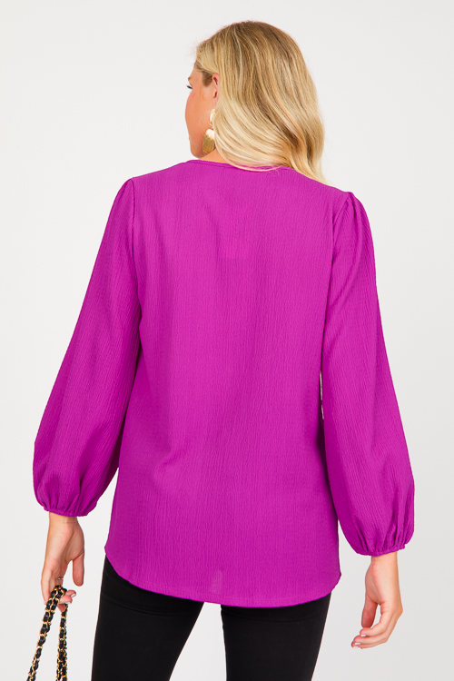 Crinkle Texture Blouse, Magenta