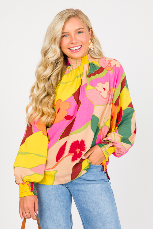 Bold Print Top, Pink Lemon