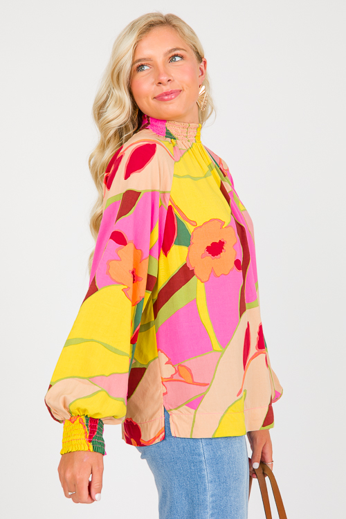 Bold Print Top, Pink Lemon