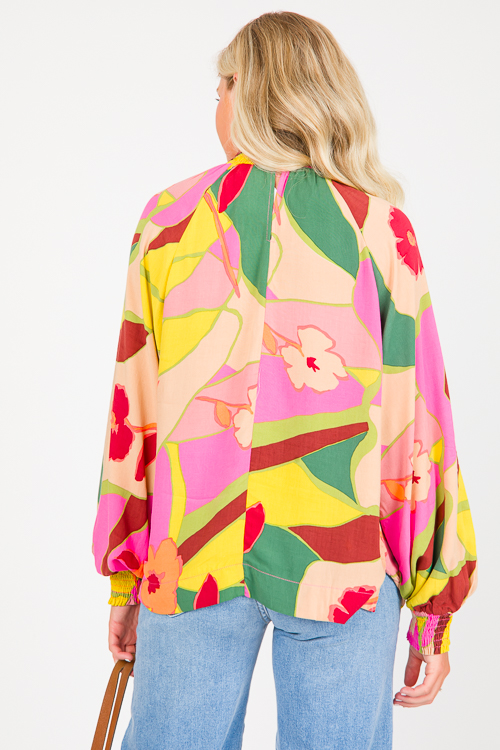 Bold Print Top, Pink Lemon