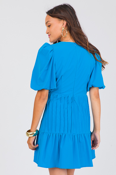 Francis Pleated Dress, Electric