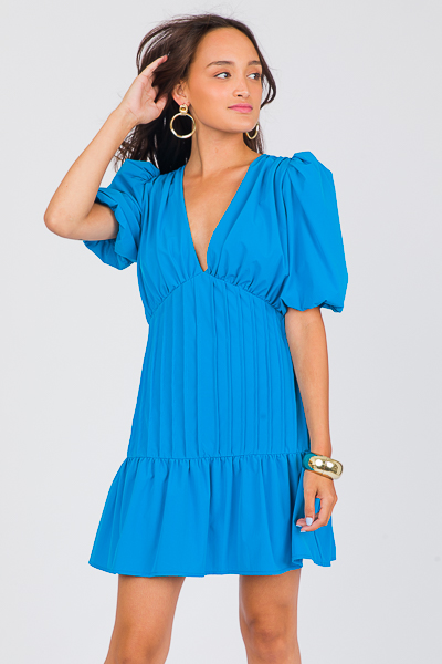 Francis Pleated Dress, Electric