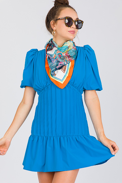 Francis Pleated Dress, Electric