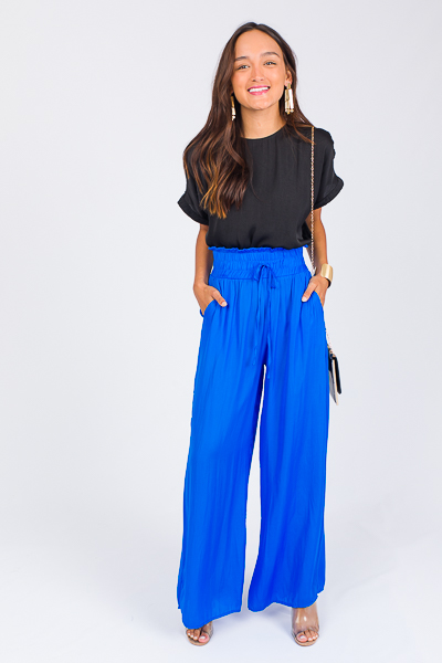 Randi Wide Leg Pants, Royal - New Arrivals - The Blue Door Boutique