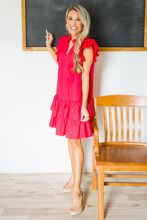 Mason Ruffle Dress, Red