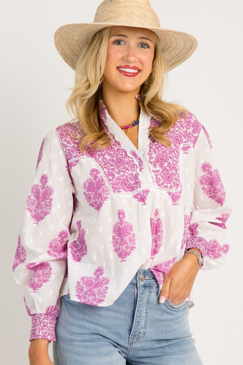 Flower Print Cotton Top, Purple - 0721-18.jpg
