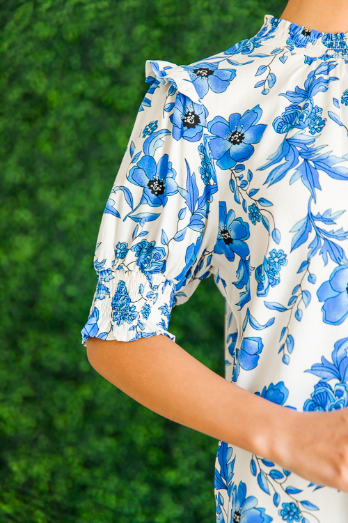 Dahlia Floral Top, Blue