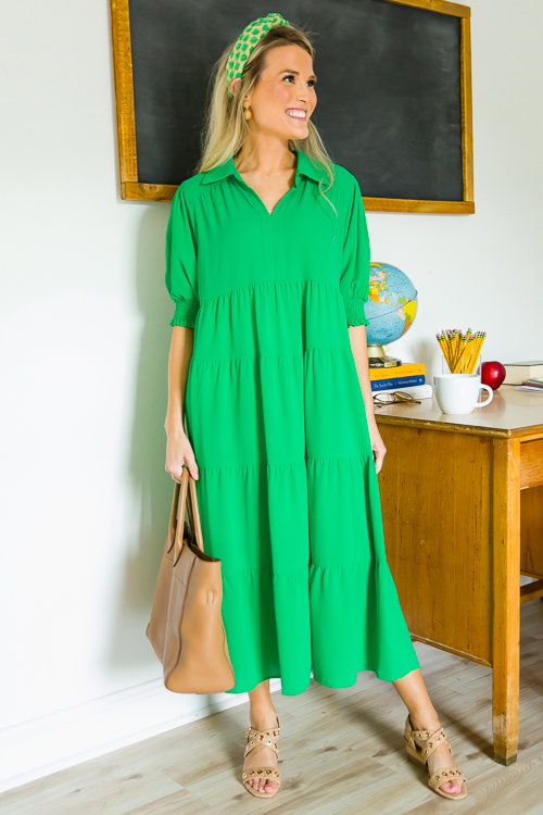 Kiki Collared Midi, Kelly Green