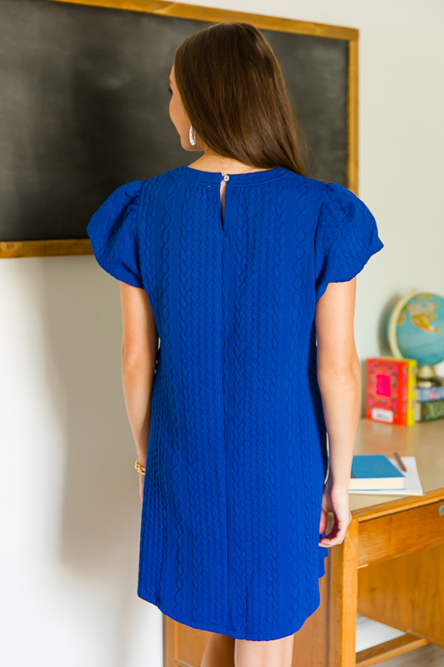Texture Knit Dress, Blue