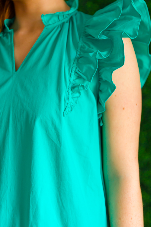 Mason Ruffle Dress, Dark Mint