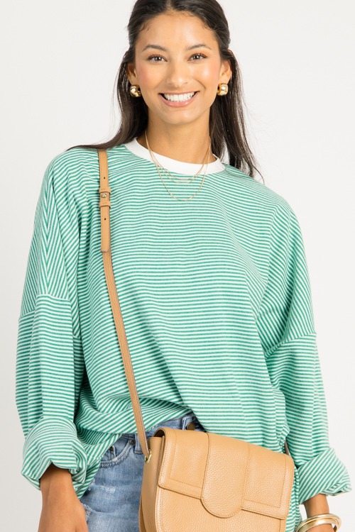 Snuggle Stripe Pullover, Green