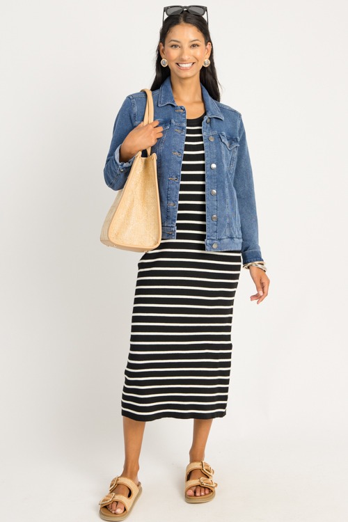 Lexi Stripe Knit Midi, Black