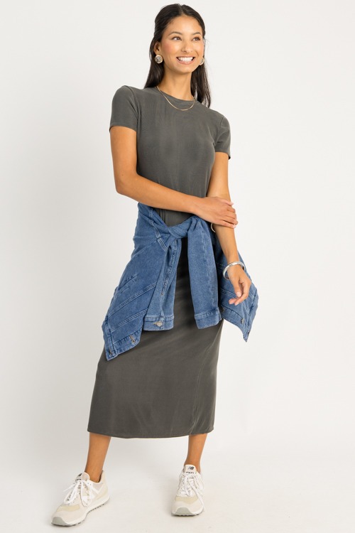 Chloe Rib Knit Maxi, Charcoal