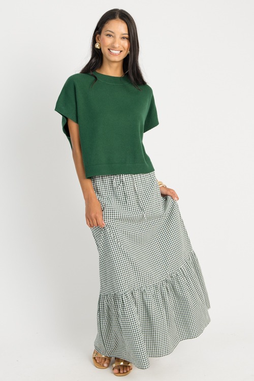 Gingham Pull-On Maxi Skirt, For - 0722-24.jpg