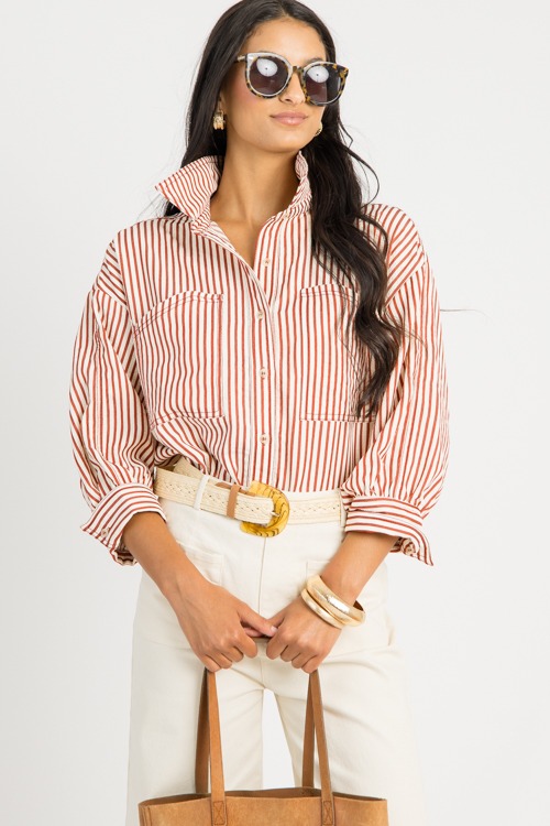 Jennifer Stripe Shirt, Rust