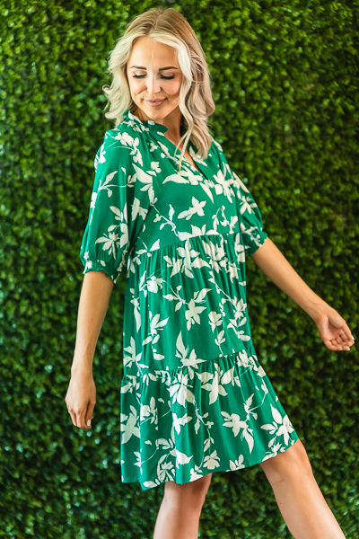 Adele Floral Dress, Green