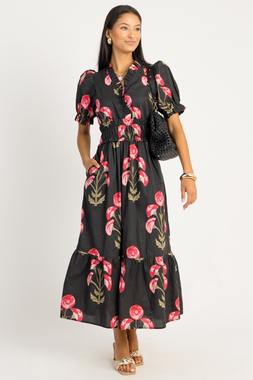 Colleen Floral Maxi, Black