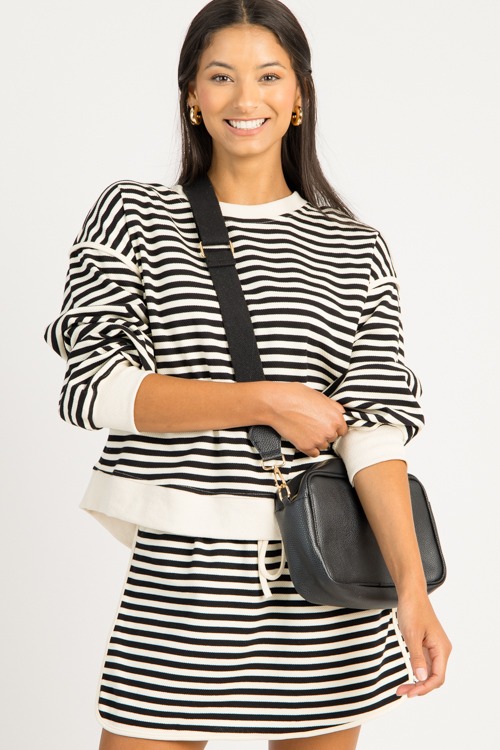 Striped Skort Set, Black
