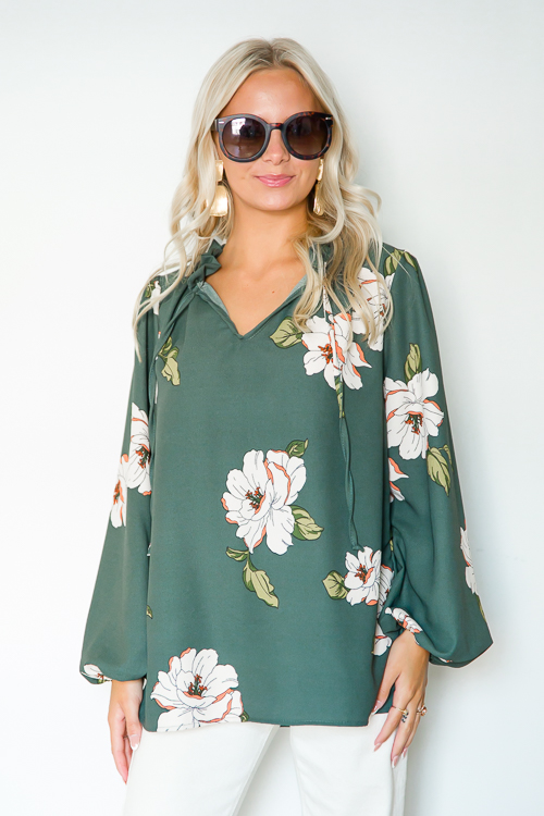 Foster Floral Top, Green